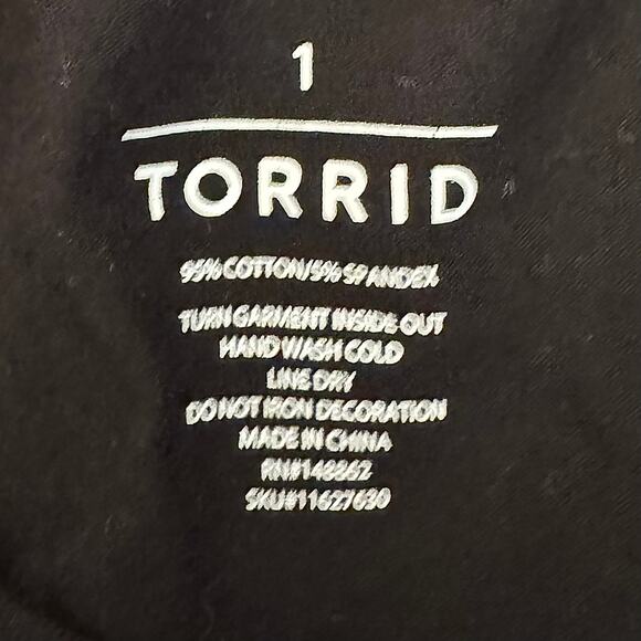 Torrid Black Embroidered Beaded Floral High Rise Leggings 1 - Picture 4 of 7